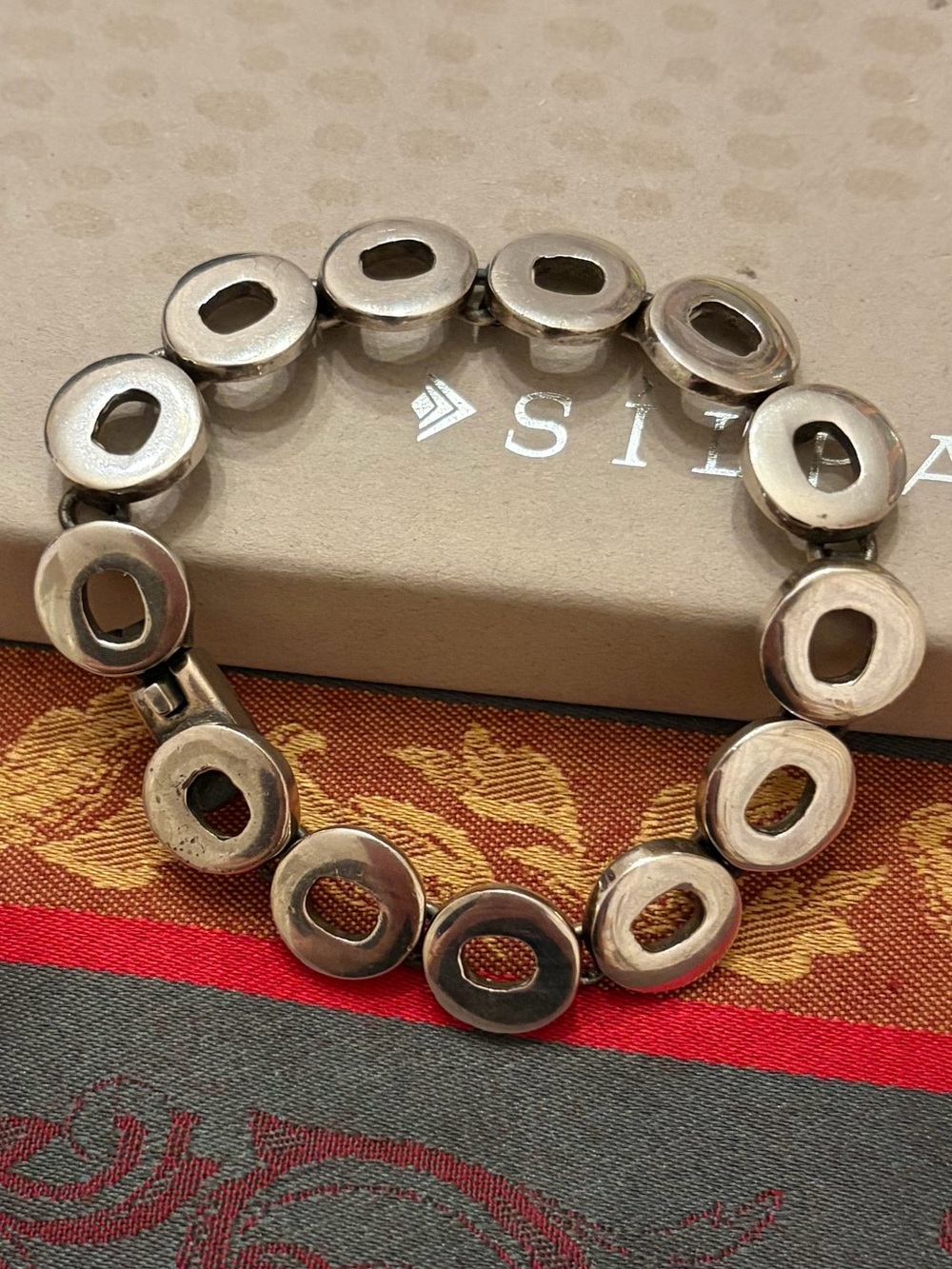 Rare Vintage Silpada Sterling Silver Linked Circles Bracelet B0361